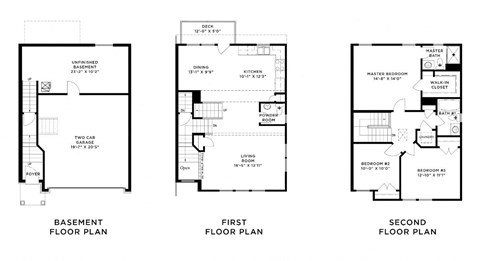 Floor plan for 3 beds, 2.5 baths, 1654 sqft